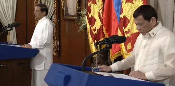 Philippines President Rodrigo Duterte Says Sri Lankan President Maithripala Sirisena Has Vowed To Emulate His Approach By &quot;Killing Bastards&quot;