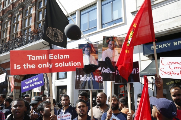 Tamil Diaspora Organizations Launch Protest In London Demanding President Sirisena To Leave UK