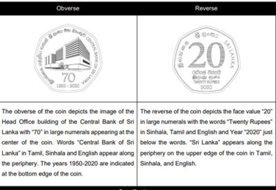 CBSL issues Uncirculated Commemorative coin in the denomination of Rs. 20