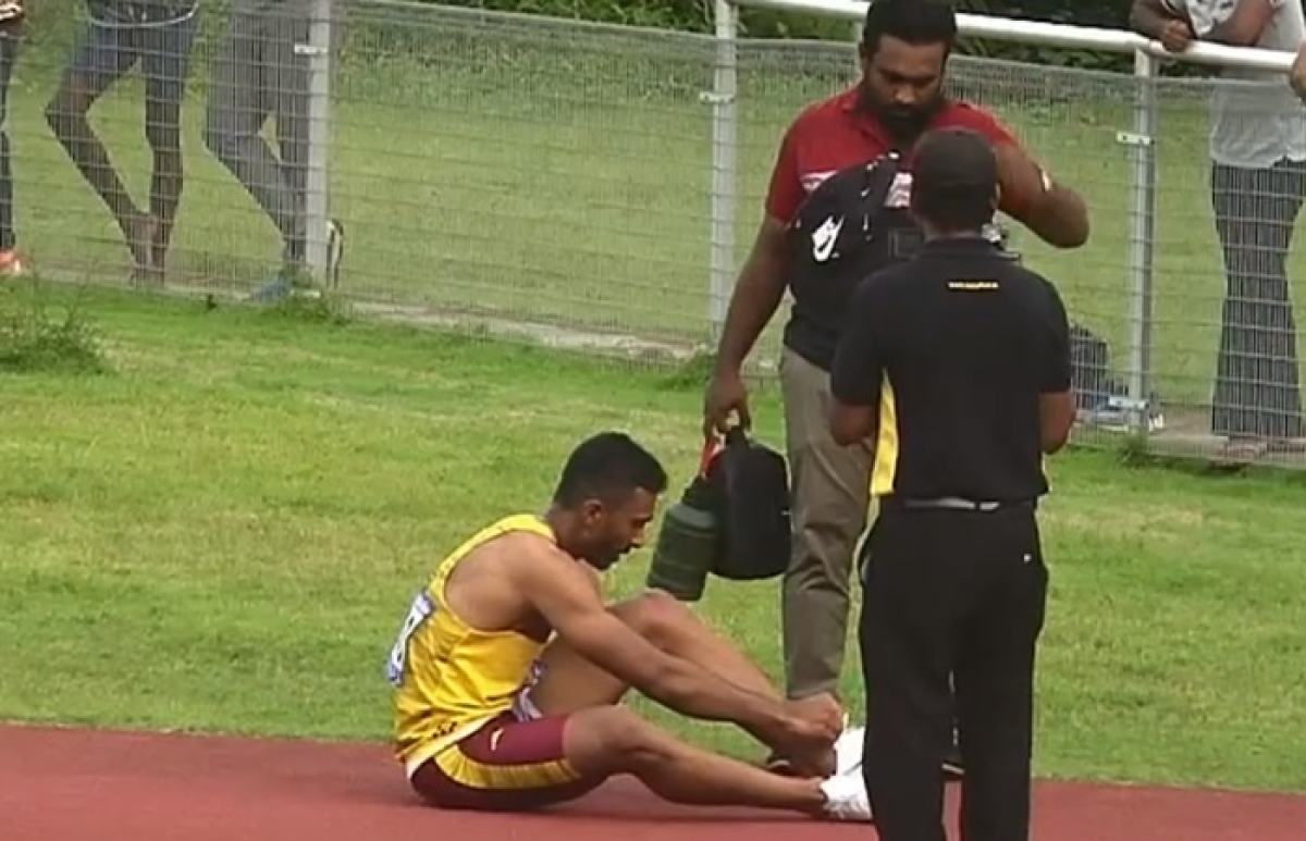 Yupun Abeykoon Suffers Injury at National Championship 100m Event