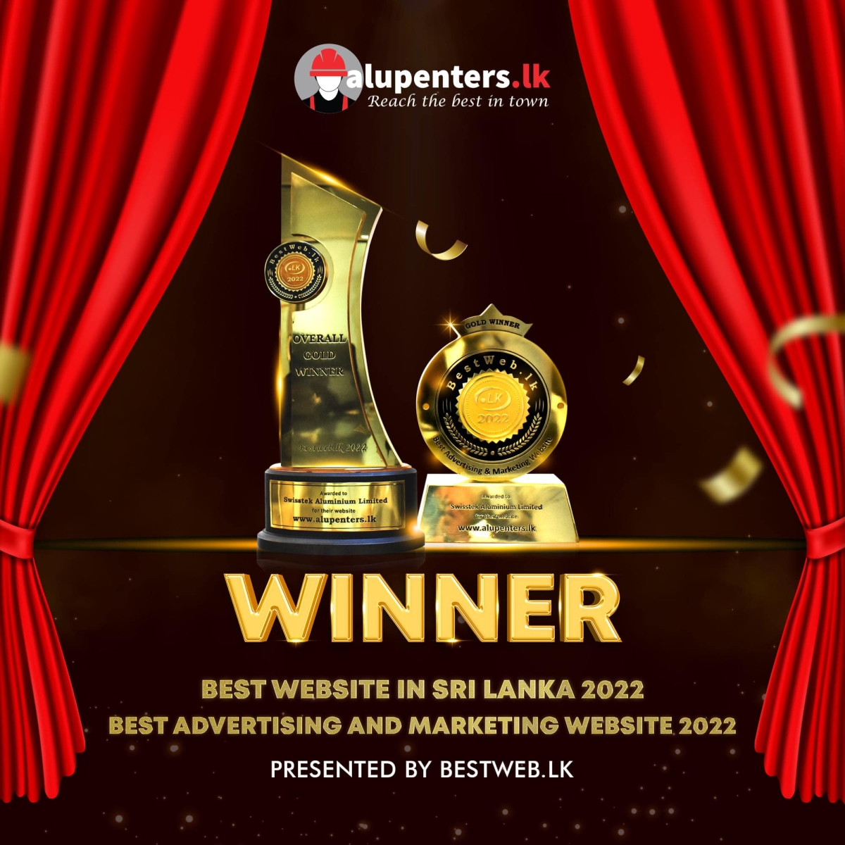 Alupenters.lk Clinches Top Honours as the ‘Overall Gold Award Winner’ at Best Web Awards 2022