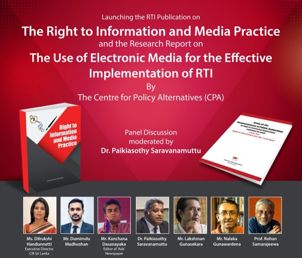 Watch Live: The Launch of The RTI Publication, “The Right to Information and Media Practice