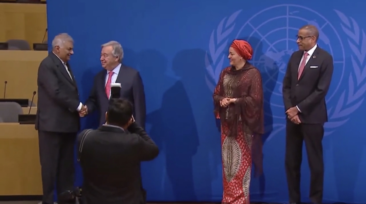 President Ranil Wickremesinghe Joins Global Leaders at UN General Assembly: Greeted by Secretary-General