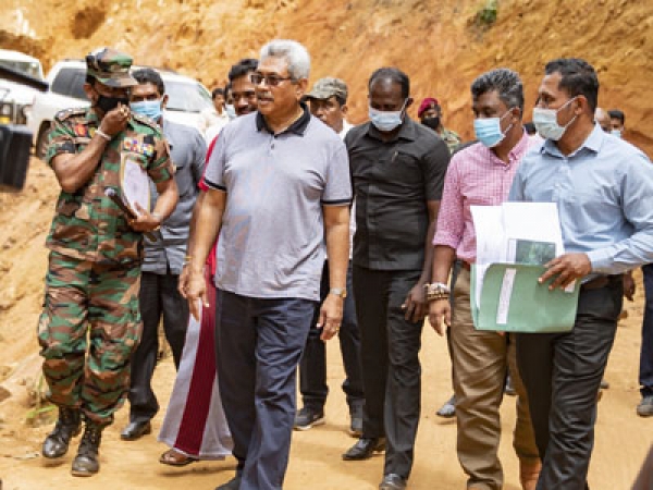 President visits Lankagama, orders completion of Neluwa-Lankagama road