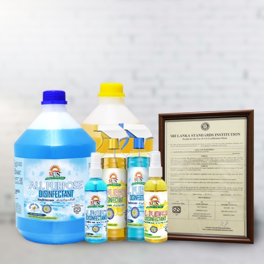 ‘SUN’ awarded as the 1st SLS Certified Disinfectant in Sri Lanka