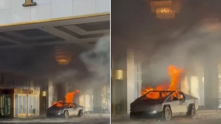 WATCH: Tesla Cybertruck ‘Explodes’ at Trump Hotel in Las Vegas