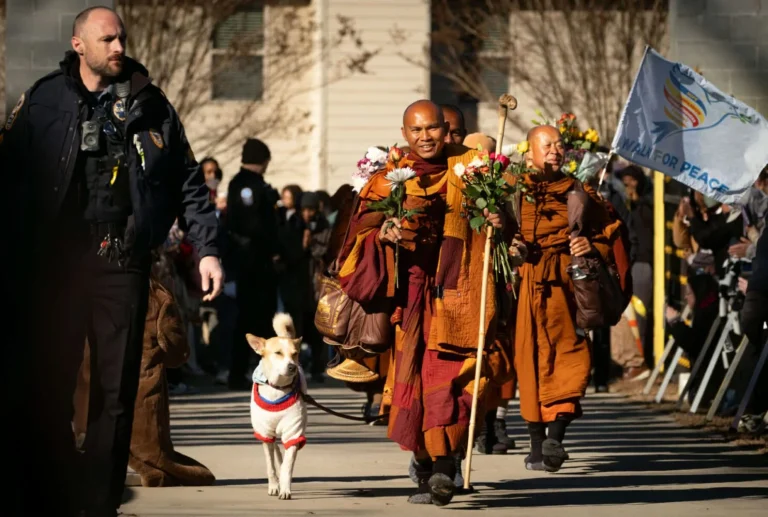 Walk For Peace: Buddhist Monks and Their Dog Captivate Americans